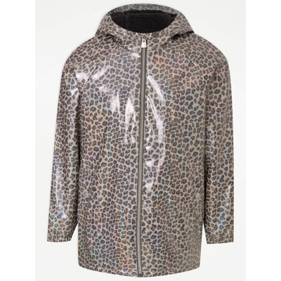 George Leopard Print Glitter Borg Lined Fisherman Jacket