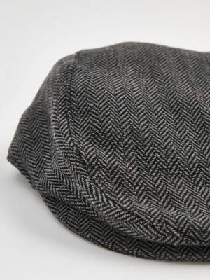 Grey Herringbone Flat Cap Men George at ASDA