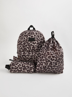 Kids Backpack Set With Lunch Bag & Pencil Case – Animal Print, 3+ Years, Matching Set