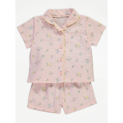 George Pink Ditsy Floral Woven Short Shirt Pyjamas