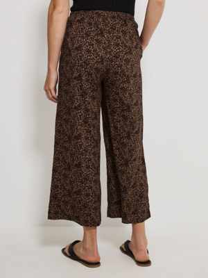 Brown Animal Print Lightweight Cropped Trousers Women George