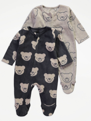 Premature Baby Bodysuits Asda Baby Boy Bear Zip Fasten Fleece