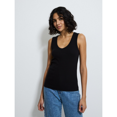 George Black V Neck Ribbed Tank Top