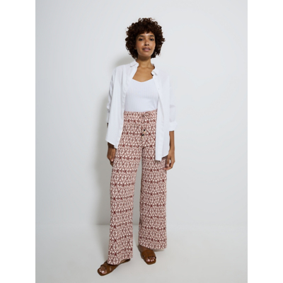 George Red Abstract Textured Wide Leg Trousers