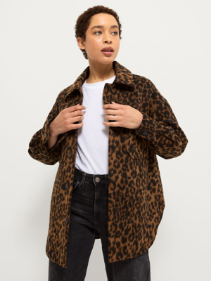 Leopard Print Brushed Oversized Shacket Women George at ASDA