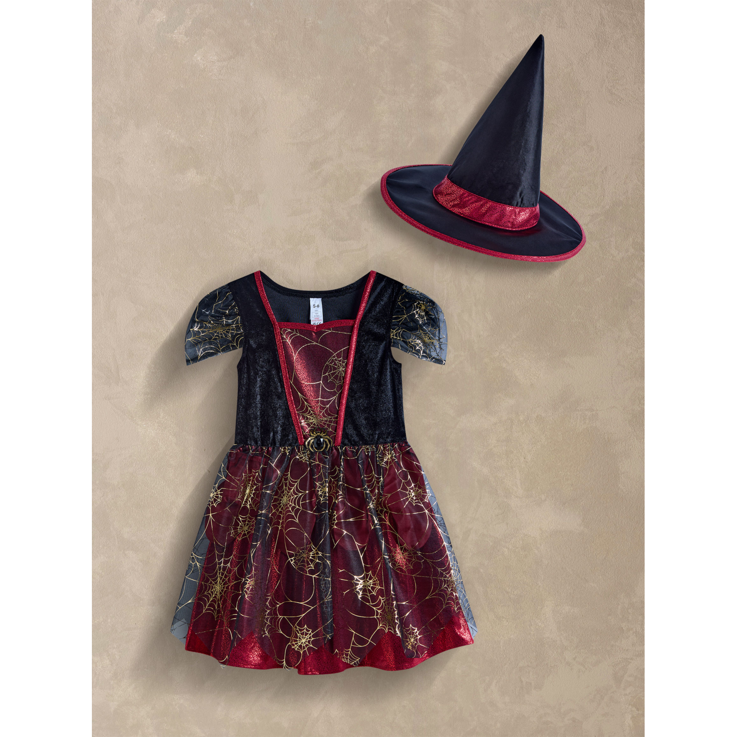 George Red Halloween Spider Witch Light Up Fancy Dress Costume