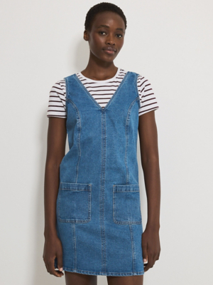 Mid Wash V Neck Denim Pinafore Dress | Women | George at ASDA