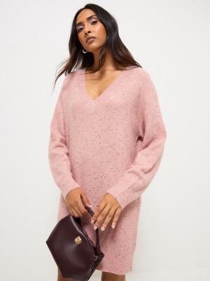 Pink Asda George Jumpers Ladies Pink Heart Slogan Soft Touch Knitted Jumper  Women George At ASDA