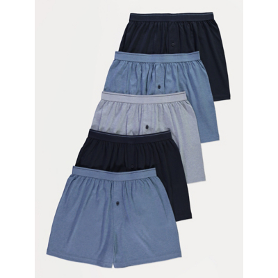 George Navy Blue Loose Fit Boxer Shorts 5 Pack