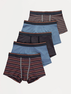 Blue Stripe Hipster Trunks 5 Pack