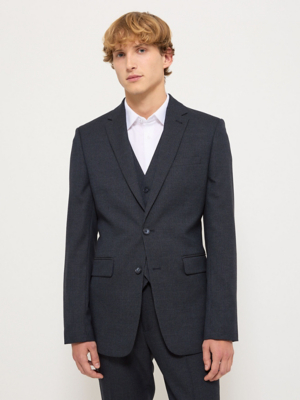 Stone Checked Double Breasted Slim Fit Suit Jacket | Men | George