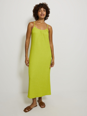 asda green dress Lime Textured Strappy Scoop Neck Maxi | Women Gift for Pastor