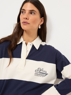 Navy Stripe Sports Studio Long Sleeve Rugby Top | Women | George