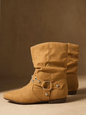 Camel Stud Strap Slouch Ankle Boots | Women | George at ASDA