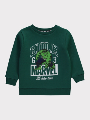 Marvel Hulk Green Varsity Sweatshirt Kids George at ASDA