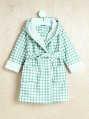 Little Edit Green Checked Fleece Lined Dressing Gown | Kids | George at ASDA