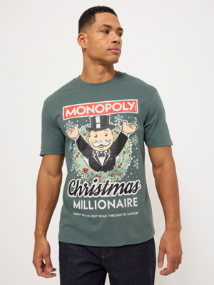 Monopoly Christmas Green Short Sleeve T-Shirt | Men | George at ASDA