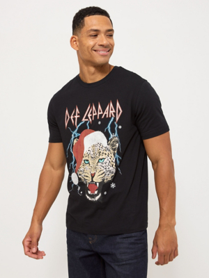 Christmas Def Leppard Santa Hat Black T-Shirt | Men | George at ASDA
