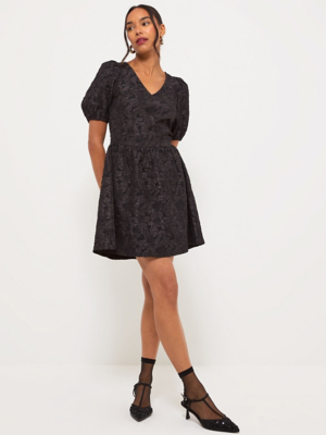 black corset floral swing dress Halter Corset Floral Dress Black