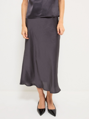 Charcoal Grey Satin Co Ord Midaxi Length Skirt | Women | George at