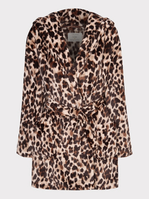 Leopard Print Fleece Wrap Dressing Gown Lingerie George at ASDA - Main Image