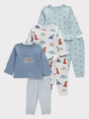Blue Dinosaur Star Long Sleeve Pyjamas Pack Baby George at ASDA