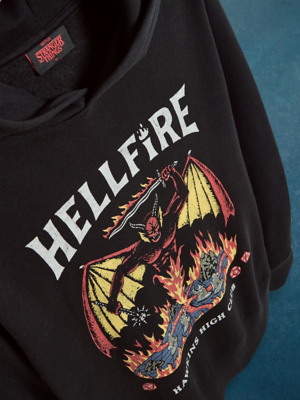 Stranger Hellfire Club Single Colour Monotoon-logo Hell Fire D&D Volwassenen Hoodie, HOUTSKOOL, S