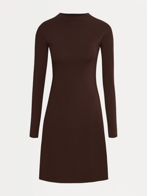 Chocolate Brown High Neck Long Sleeve Skater Dress | Women | George at ASDA