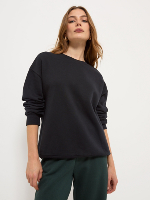Black Crew Neck Long Cuffed Sleeve Sweatshirt | Women | George at ASDA