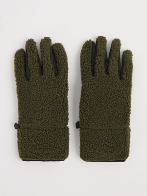 Khaki Borg Fleece Gloves