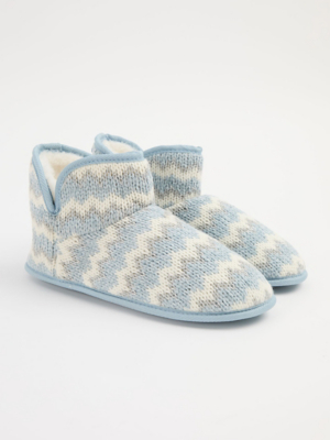 Ladies Blue Fairisle Bootie Slippers – Cozy Fleece-Lined Booties For Indoor Comfort, UK Sizes 3-8 - View #11