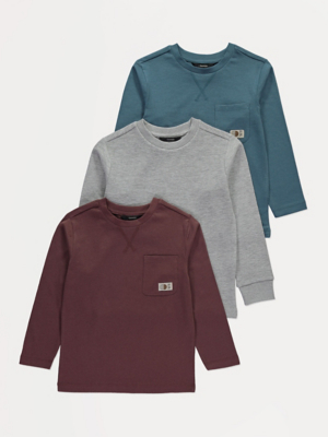 Crew Neck Long Sleeve T-shirt 3 Pack