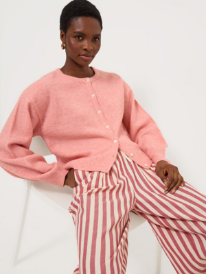NOUGAT SUGAR 立体総刺繍ウールニット ハンドニット レトロ ゆったり Chocolate Brown Funnel Neck Seam Front Jumper | Women | George at ASDA