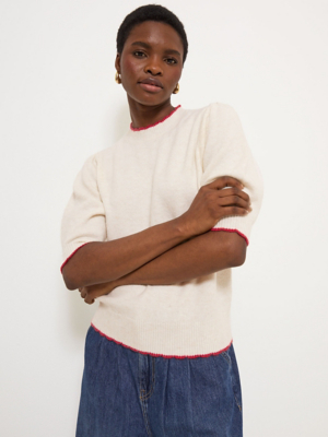 Brown Fluffy V Neck Jumper | Women | George at ASDA