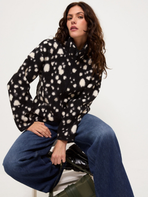 Monochrome Quarter Zip Borg Fleece Sweatshirt | Women | George at ASDA