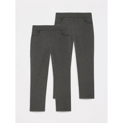 George Grey Straight Leg Jersey Girls School Trousers 2 Pack