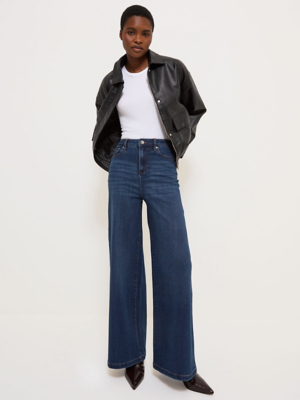Dark Wash Stretch Palazzo Wide Leg Jeans | Women | George at ASDA