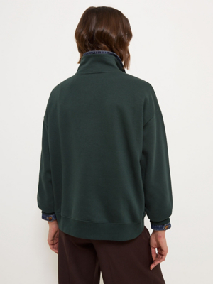 Dark Green Caffeine Club Quarter Zip Sweatshirt | Women | George
