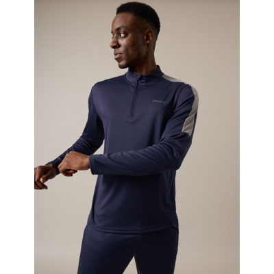George Gym Locker Navy Contrast Panel ¼ Long Sleeve Zip Top