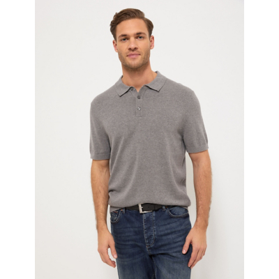 George Mid Grey Marl Pure Cotton Short Sleeve Knitted Polo