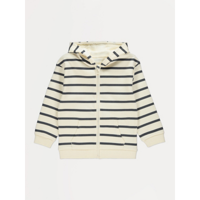 George Cream Striped Zip Up Hoodie - Navy