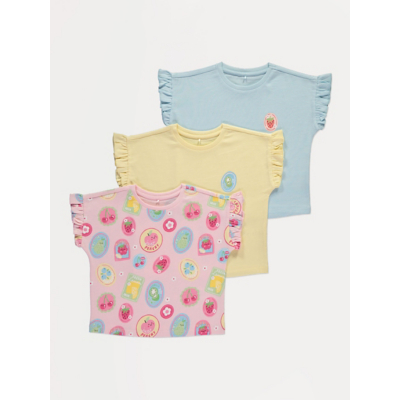 George Fruit Stamp Frill Short Sleeve Tops 3 Pack - Multi
