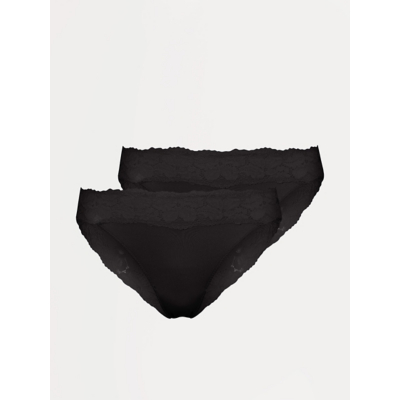 George Black Floral Lace Back Brazilian Knickers 2 Pack