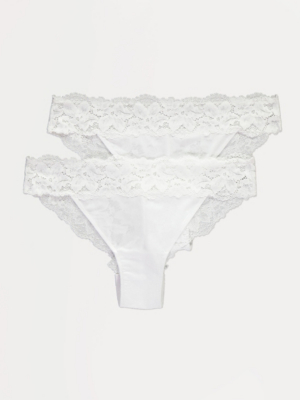 Floral Lace Back Brazilian Knickers 2 Pack