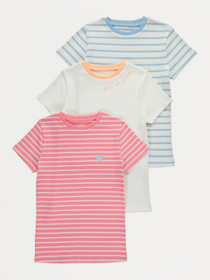 T-shirt Fille George Blanc Floral – Coton, Col Rond, Manches Courtes, Taille 3-4 Ans