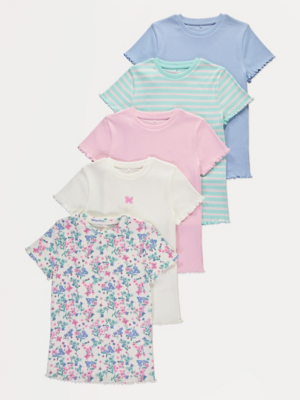 T-shirt Manches Longues Fille George - 8-9 Ans - Motif Géométrique Multicolore - Coton - Basique