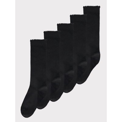 George Black Cotton Rich Knee High Socks 5 Pack