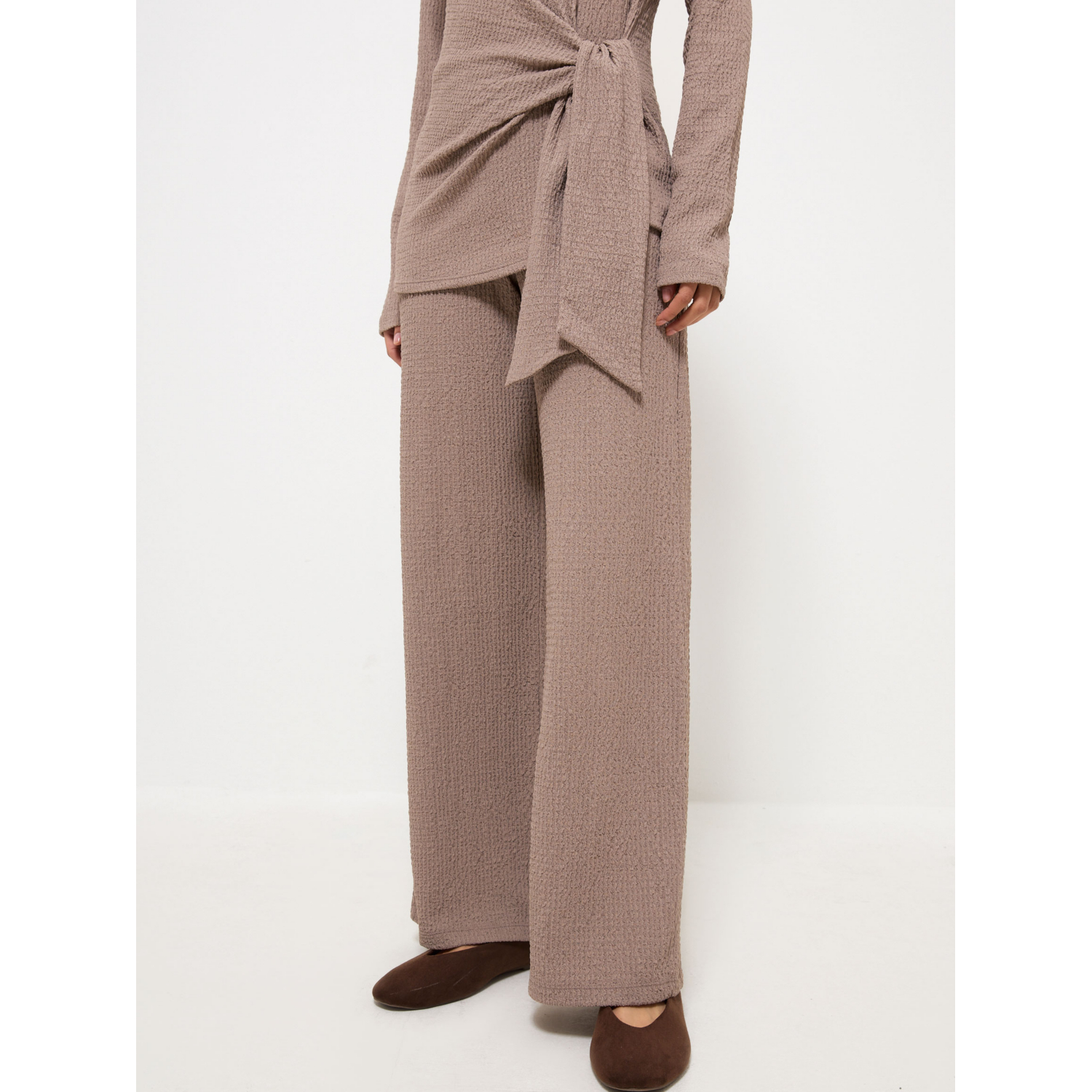 George Women's Taupe Textured Wide Leg Trousers