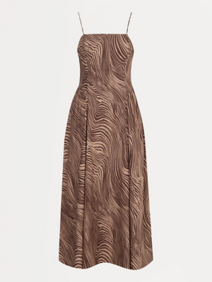princess polly baby blue dress Camel Zebra Print Shoulder Padded Midi Dress – AX Paris main image 0