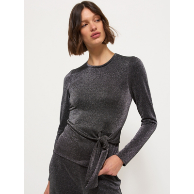 George Black Sparkle Knot Tie Long Sleeve Co-ord Top - George from ...